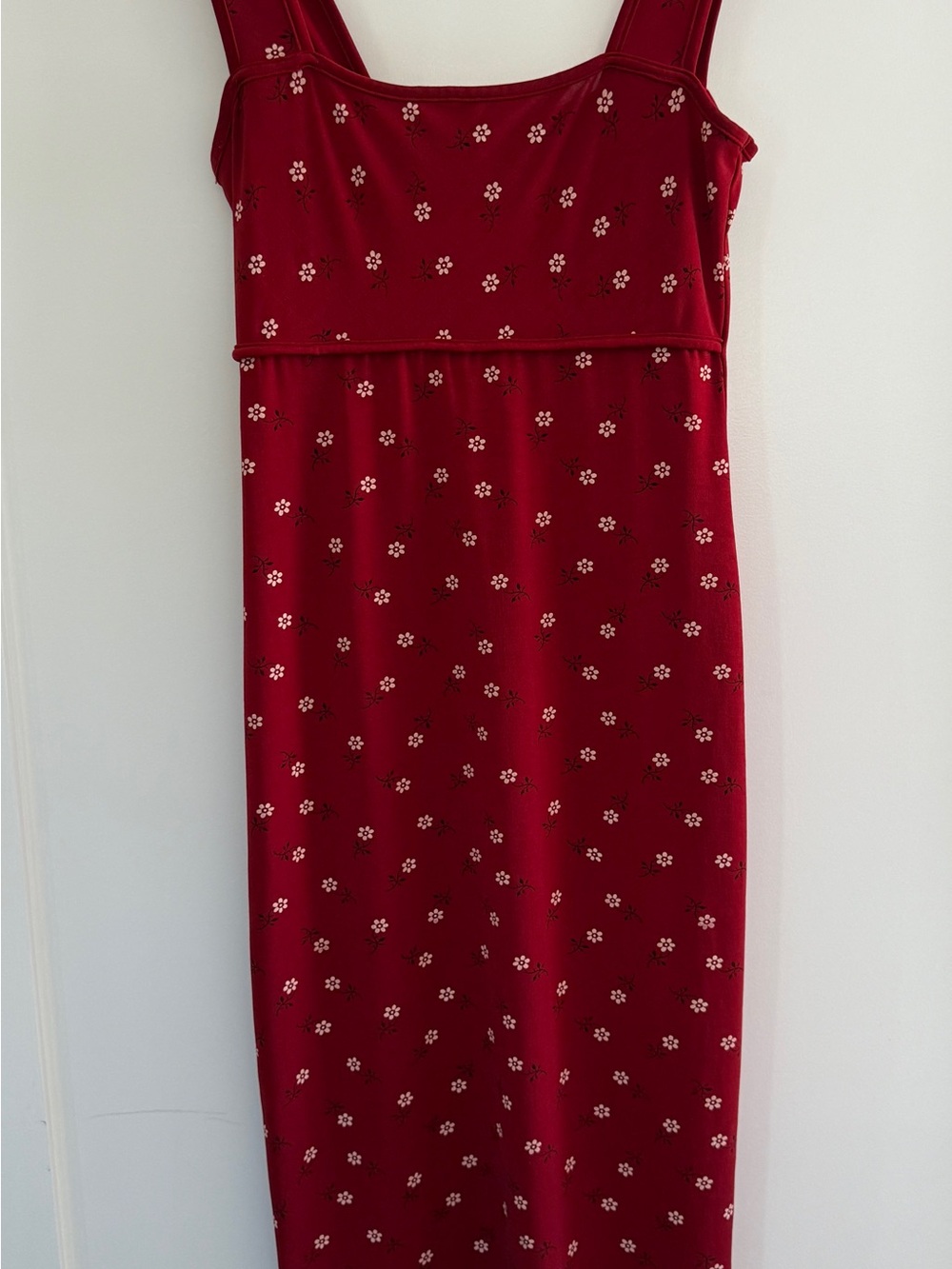 Reference Clothing Co Red Floral Midi Dress Cottagecore Bodycon Size Small